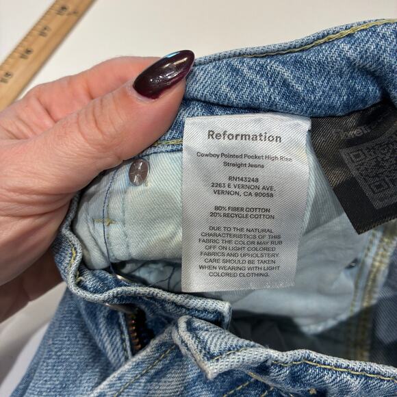 Reformation Cowboy Pointed Pocket High Rise Jeans Sz 28 - Picture 4 of 10
